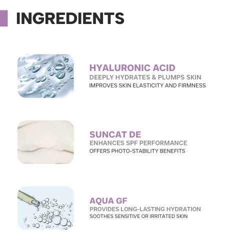 Dermatouch: Hyaluronic Acid 1% Sunscreen | SPF 50 Pa++++ | For All Skin Types | No White Cast | 30gm