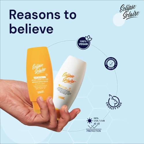 Eclipse Solaire: Active Sunscreen 60ml and Aqua Fusion Sunscreen 60 ml SPF 50 PA+++, All Skin Types (Combo of 2)