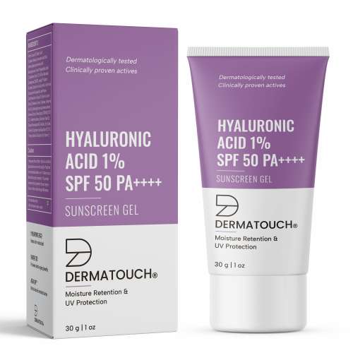 Dermatouch: Hyaluronic Acid 1% Sunscreen | SPF 50 Pa++++ | For All Skin Types | No White Cast | 30gm