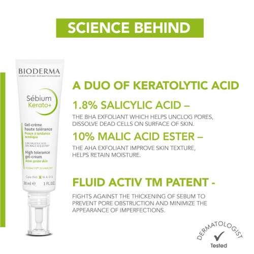 Bioderma: Anti-Blemish Gel Cream - Sebium Kerato+ Spot Corrector - Eliminates Pimples & Blackheads 30ml