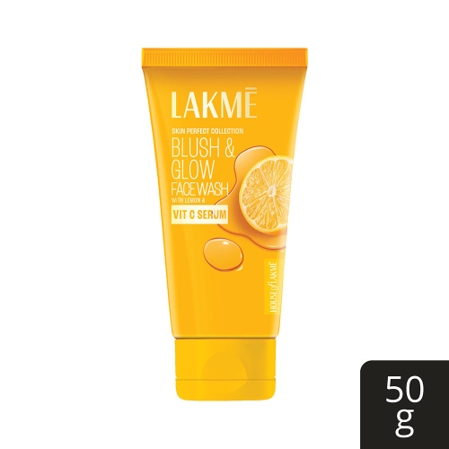 Lakme: Blush & Glow Brightening Lemon Facewash, with Vitamin C Serum, 50gm