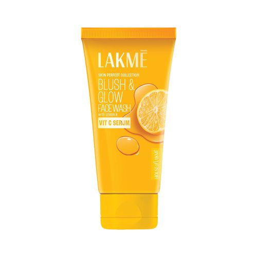 Lakme: Blush & Glow Brightening Lemon Facewash, with Vitamin C Serum, 50gm