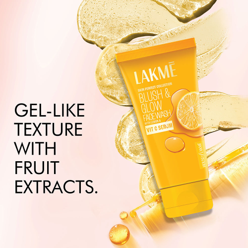 Lakme: Blush & Glow Brightening Lemon Facewash, with Vitamin C Serum, 50gm