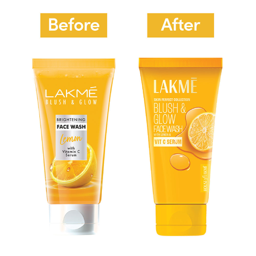 Lakme: Blush & Glow Brightening Lemon Facewash, with Vitamin C Serum, 50gm