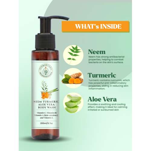 VITMINVEDA: Neem Turmeric Aloe Vera Body Wash for Purification of Skin - 200 ml