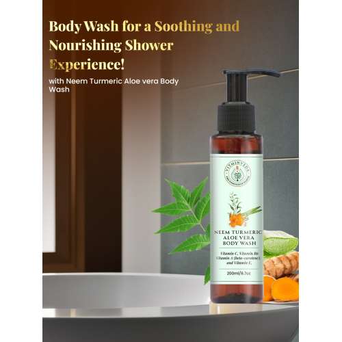 VITMINVEDA: Neem Turmeric Aloe Vera Body Wash for Purification of Skin - 200 ml