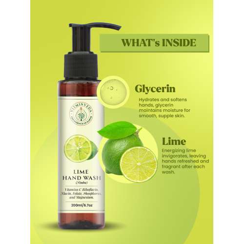 VITMINVEDA: Lime Hand Wash - Delightful Lime Fragrance 200ml