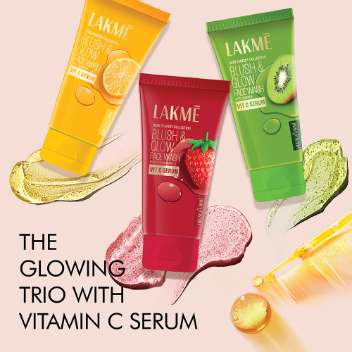 Lakme: Blush & Glow Brightening Lemon Facewash, with Vitamin C Serum, 100gm