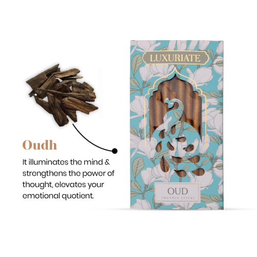 Luxuriate: Oudh Fragrant Natural Bambooless Incese Pack of 20 sticks (50gm)