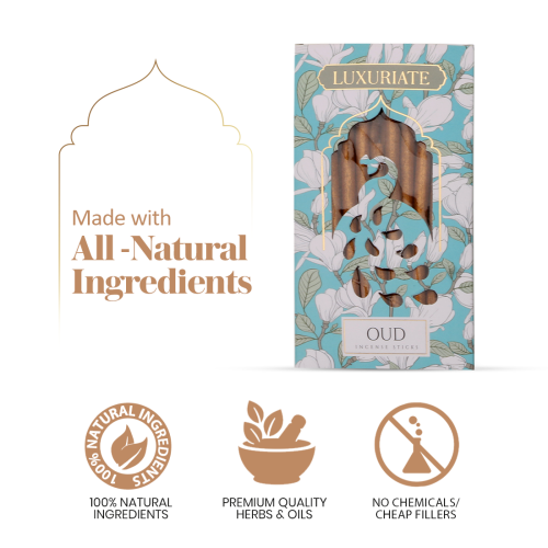Luxuriate: Oudh Fragrant Natural Bambooless Incese Pack of 20 sticks (50gm)