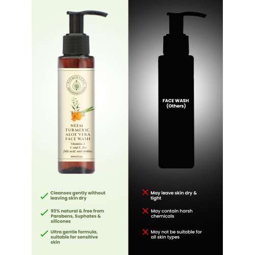 VITMINVEDA: Natural Neem Turmeric Aloe Vera Face Wash 100ml