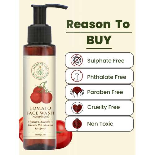 VITMINVEDA: Natural Tomato & Glycerine Face Wash with Vitamin A, C, K 100ml