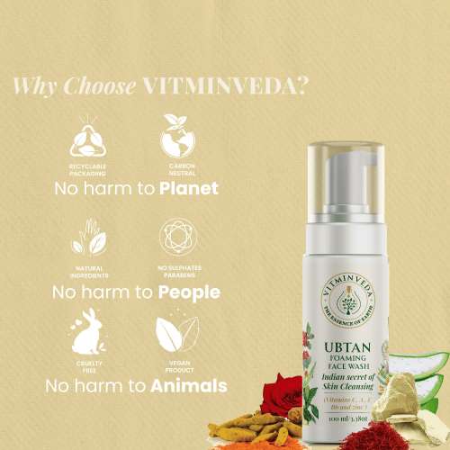 VITMINVEDA: Natural Ubtan Foaming Face Wash - 100ml