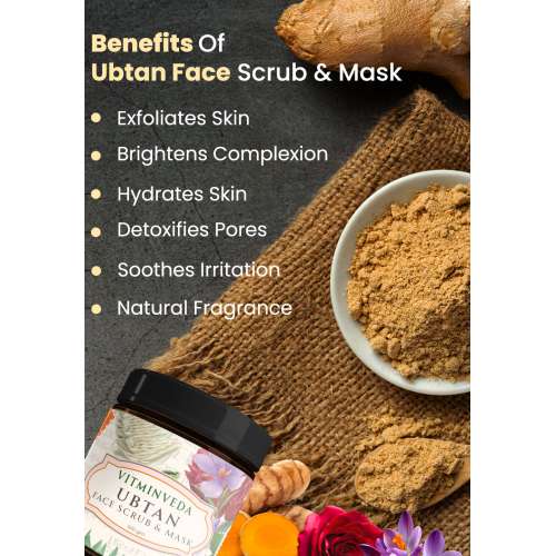 VITMINVEDA: Ubtan Face Pack  Scrub & Mask 100gm