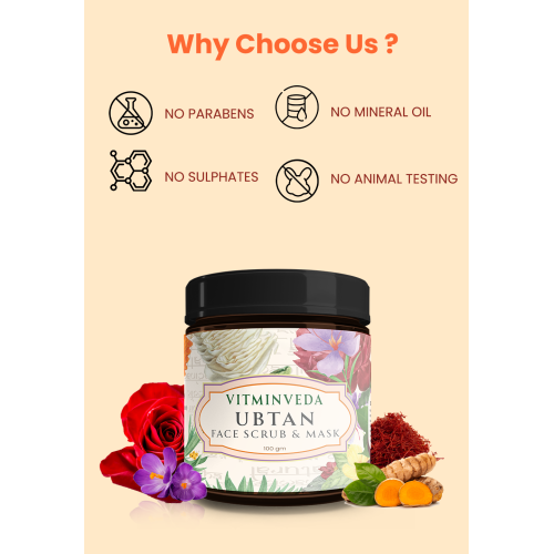 VITMINVEDA: Ubtan Face Pack  Scrub & Mask 100gm