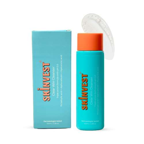 Skinvest: Clear Win Face Cleanser for Acne & Pimple-Prone Skin | 1% Salicylic Acid, Aloe Vera & pH 5.5 | Deep Cleansing, Hydrating & Brightening | Non-Stripping | 100ml