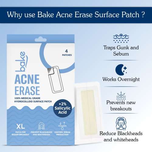 Bake Cosmetics: 2% Salicylic Acid Hydrocolloid Acne Absorbing Surface Patch XL Pimple Patches for Blackheads Removal ,Pore Cleansing & Reduces Whiteheads -Pack Of 4 Strips