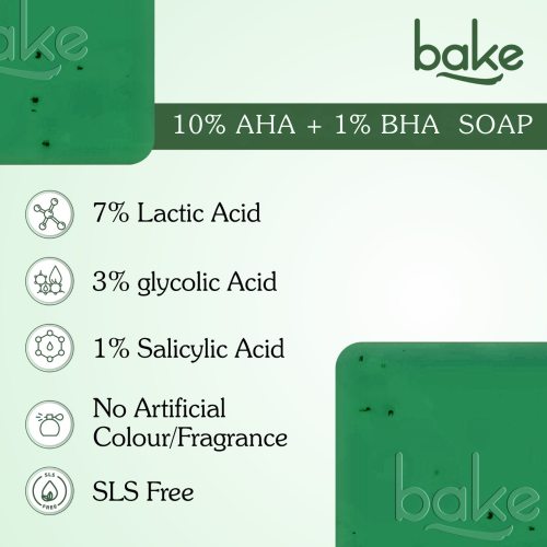Bake Cosmetics: 10% AHA + 1% BHA Scrub Treatment Soap  For Clogged Pores, Exfoliation, Strawberry Skin & Bright Underarms - Pack of 2(100gm x 2) 