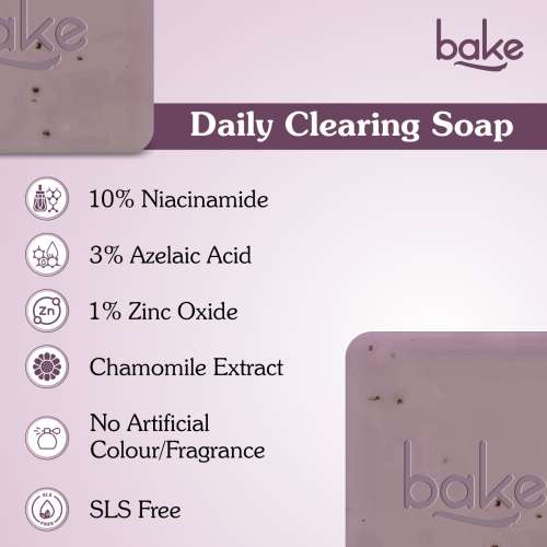 Bake Cosmetics: 10% Niacinamide + 3% Azelaic Acid Scrub Treatment Soap for Body & Back Acne, Strawberry Legs, Bright & Spot-Free Skin - Pack of 2(100gm x 2)