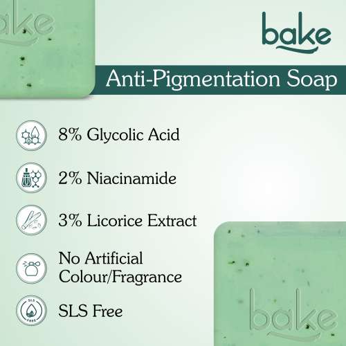 Bake Cosmetics: 8% Glycolic Acid Scrub Treatment Soap For Pigmentation, Exfoliation, Tan Removal & Brightens Underarms - Pack of 2(100gm x 2)