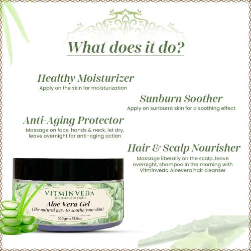 VITMINVEDA: Pure Natural Aloe Vera Gel - 100 gm