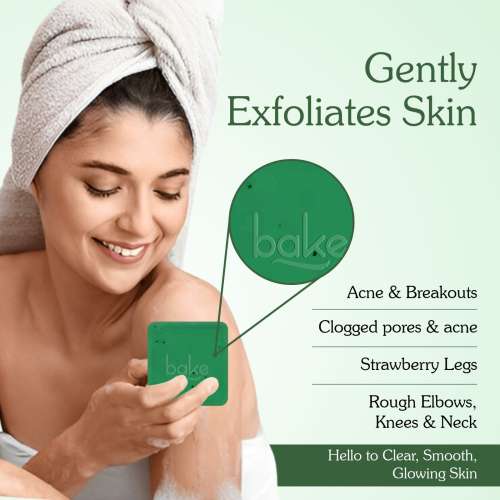 Bake Cosmetics: 10% AHA + 1% BHA Scrub Treatment Soap  For Clogged Pores, Exfoliation, Strawberry Skin & Bright Underarms - Pack of 2(100gm x 2) 