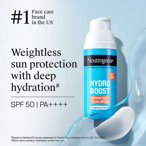 Neutrogena: Hydroboost hydrating fluid Sunscreen Moisturizer SPF 50 - Weightless sun Protection