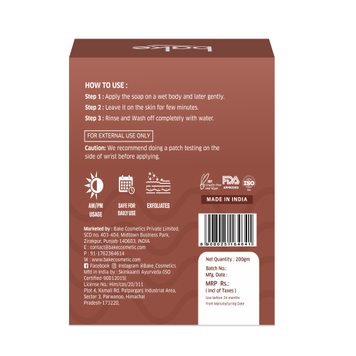 Bake Cosmetics: De-Tan Scrub Treatment Coffee Soap For Ultra Pigmentation Soap, Dark Spots & Tan Removal - Pack of 2(100gm x 2)