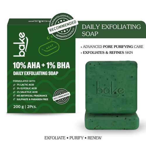 Bake Cosmetics: 10% AHA + 1% BHA Scrub Treatment Soap  For Clogged Pores, Exfoliation, Strawberry Skin & Bright Underarms - Pack of 2(100gm x 2) 