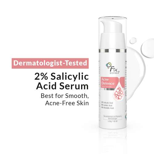 Fixderma: Acne Defence Face Serum with 2% Salicylic Acid & 4% Mandelic Acid - 30gm