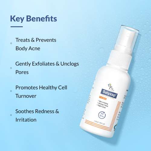 Fixderma: 2% Salicylic Acid Salyzap Body Acne Spray  -  50ml