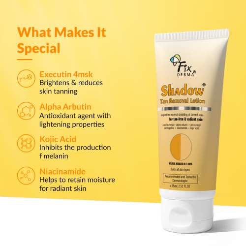 Fixderma: Shadow Tan Removal Lotion, Brightening & Revitalizing Face - 75ml
