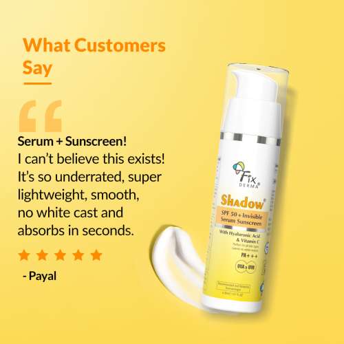 Fixderma: Shadow Invisible Serum Sunscreen SPF 50+ PA+++ - 30ml