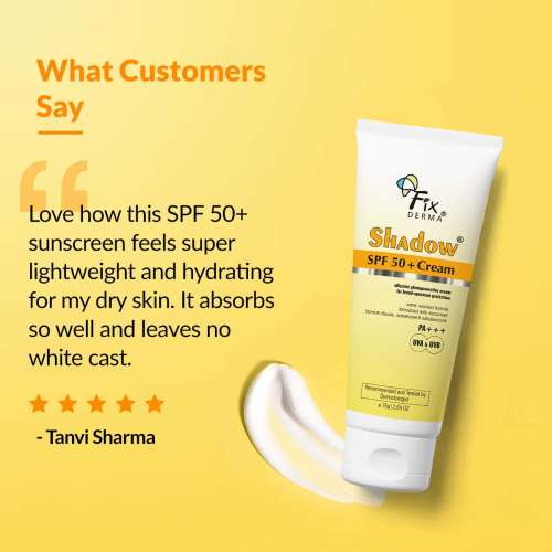 Fixderma: Shadow Sunscreen SPF 50+ Cream PA+++ Dry Skin  - 75gm