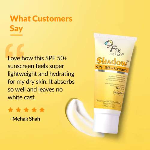 Fixderma: Shadow Sunscreen SPF 50+ Cream PA+++ Dry Skin  - 40gm