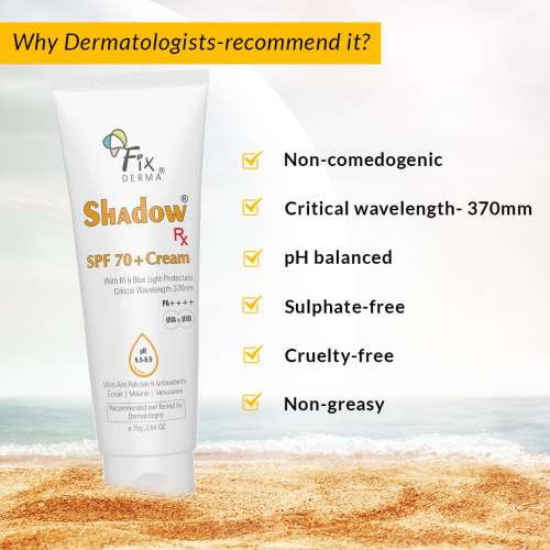 Fixderma: Shadow RX Sunscreen SPF 70+ Cream  - 75gm