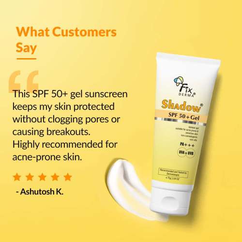 Fixderma: Shadow Sunscreen SPF 50+ PA+++ Gel Broad Spectrum Sunscreen -  75gm