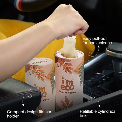 IMECO: Bamboo Car Tissue | 50 Pulls Per Pack | Pack of 6