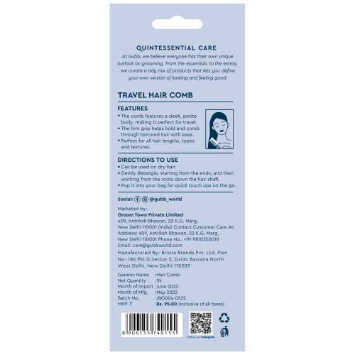 GUBB: Travel Hair Comb (Santorini Hues)