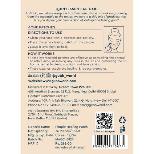 GUBB: Acne Pimple Patches 36 Dots/Sheet