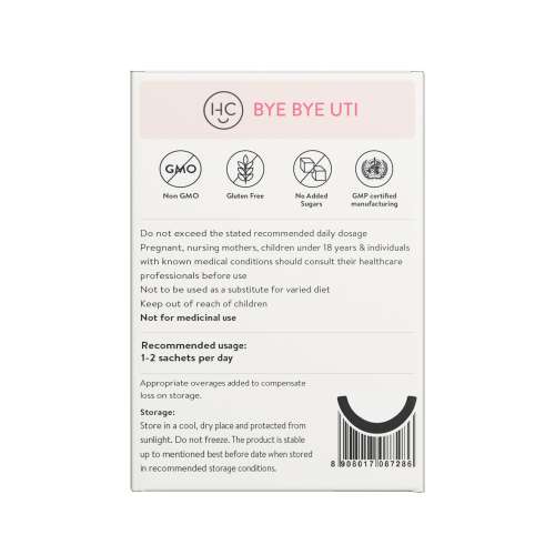 Happy Cultures: Bye Bye UTI with D-Mannose, Cranberry & Probiotics |15 Sachets (2g Each)