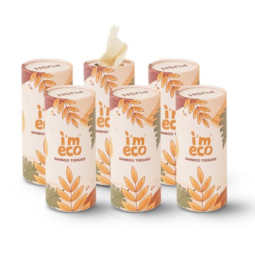 IMECO: Bamboo Car Tissue | 50 Pulls Per Pack | Pack of 6