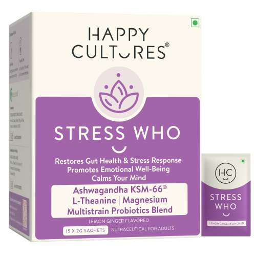 Happy Cultures: Stress Who  Ashwagandha KSM66, Magnesium & L-Theanine | Stress & Anxiety Relief | 15 Sachets (2g Each)