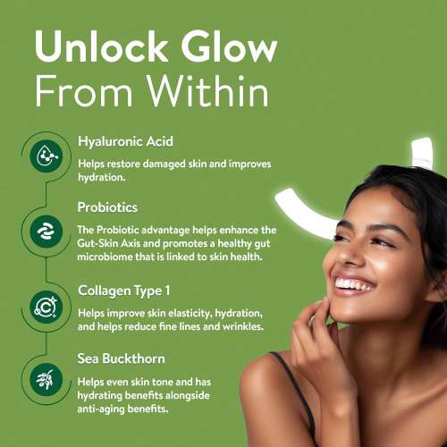 Happy Cultures: Grow and Glow | Hair Fall Control & Glowing Skin | 30 gummies