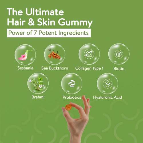 Happy Cultures: Grow and Glow | Hair Fall Control & Glowing Skin | 30 gummies