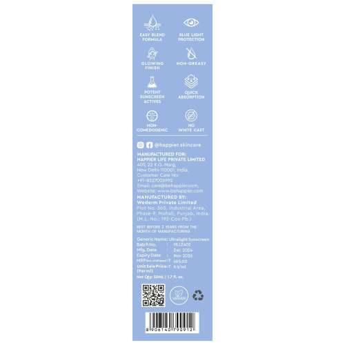 Happier: Sun-days Ultralight Sunscreen Gel SPF 50 PA++++ - 50ml