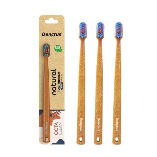 DENCRUS: Octa Clean Eco-Friendly Toothbrush | Octagonal Handle With Soft Bristles | Pack of 3