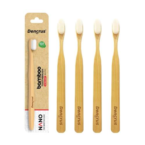 DENCRUS: Nano bamboo Toothbrush | 100% Natural Bamboo Toothbrush | Pack of 4