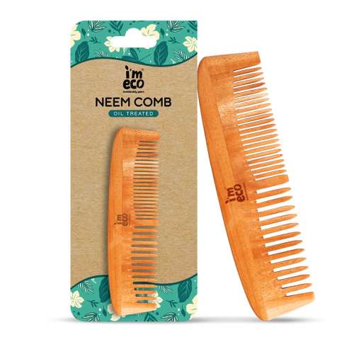 IMECO: Dual Tooth Neem Wood Comb | Neem Comb For All Hair Types | Unisex | Pack of 1