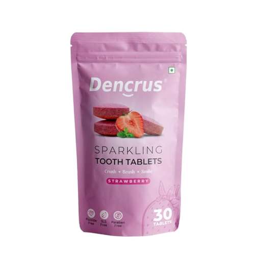 DENCRUS: Tooth Tablets | STRAWBERRY Flavour  | 30 Tablets